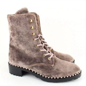 Stuart Weitzman - Allie -  Velvet Pearl Ankle Boot - Dusty Rose & Pearls - NEW